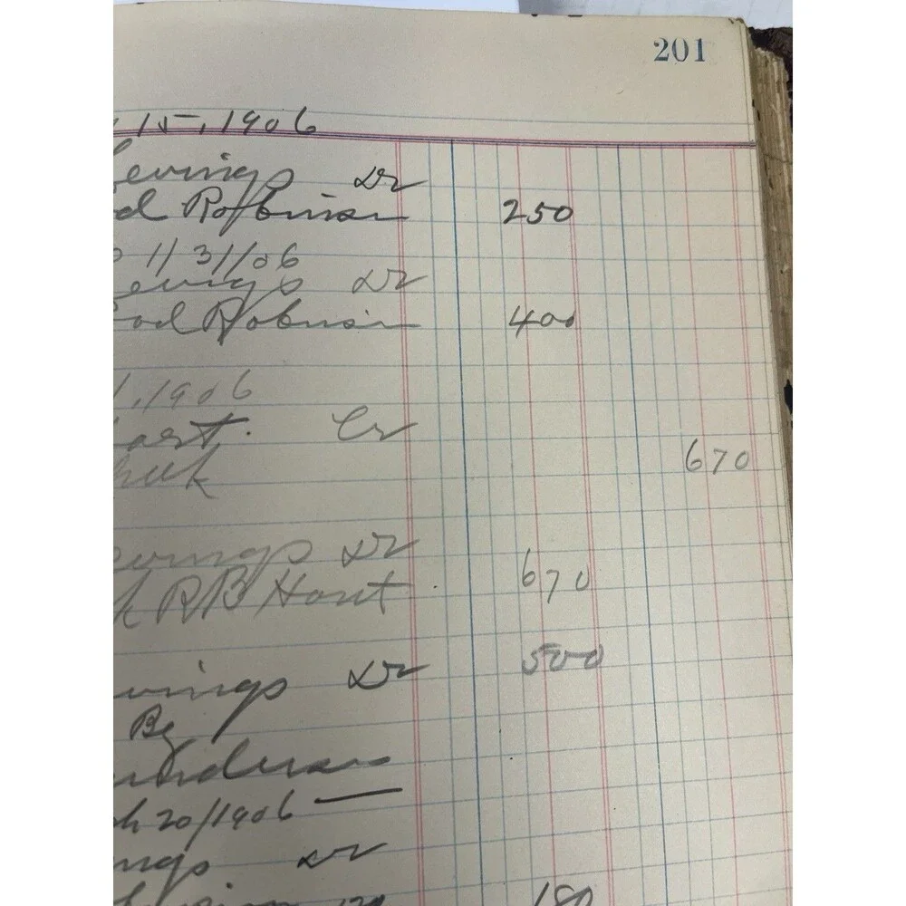 1903-1906 Leather Journal Ledger Store Ephemera Handwritten Paper Junk Journal